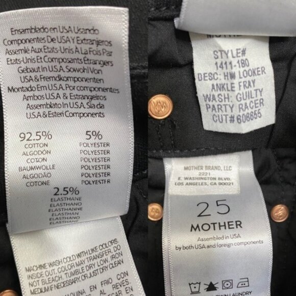 MOTHER High Waisted Looker Ankle Guilty Party Racer Women Size 25 - Picture 9 of 10